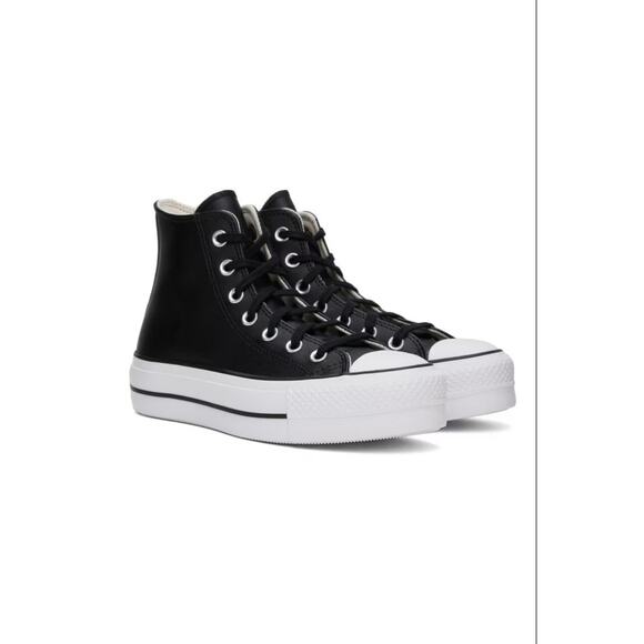 NEW Converse Chuck Taylor All Star Platform Black Leather Sz 10.5 Womens 561675C - Picture 1 of 6